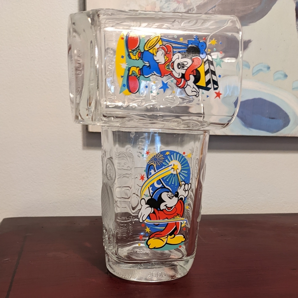 Walt Disney World Millennium Glasses 2 Vintage 2000 McDonald's Celebration EUC